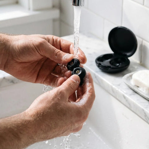 Hevi™ Silent Earplugs – oplachování špuntů vodou s mýdlem